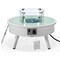 Leisuremod Walbrooke Outdoor Patio Aluminum Round Fire Pit Side Table with Lid and Fire Glass, White WW-29-GL - alternate 5