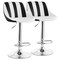 Elama 2 Piece Adjustable Faux Leather Bar Stool in Striped Black and White with Chrome Base ELM-704B-BLK-WHT - alternate 1