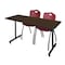 Regency Kobe T-Base Training Seminar Table W/ 2 M Stack Chairs, 66 in W, 24 in L, Neo Walnut MKTRCT6624NW47BY - alternate 1