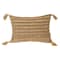Homeroots 14" X 20" Beige Striped Cotton Throw Pillow With Tassels 529233 - alternate 3