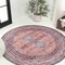 Jonathan Y Dalyan Geometric Medallions Non-Slip Machine-Washable Terracotta/Navy 8 ft Round Area Rug WSH101A-8R - alternate 1