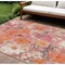 Homeroots 9' X 12' Blush Pink And Orange Floral Washable Indoor Outdoor Area Rug 611190 - alternate 1