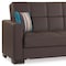 Homeroots 87" Brown Faux Leather Convertible Futon Sleeper Sofa And Toss Pillows With Storage 607089 - alternate 4