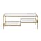 Homeroots 45" Gold Glass And Steel Coffee Table With Two Shelves 523329 - alternate 3