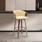 Homeroots 30" Cream And Wood Brown Faux Leather Swivel Bar Height Bar Chair 534422 - alternate 2
