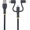 Startech.Com 3.3FT (1M) RUGGED USB MULTI CHARGING CABLE, USB TO LIGHTNING/MICRO-USB/TYPE-C, A RLTCUB1MBK - alternate 2