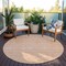 Homeroots 8' Peach And Ivory Round Floral Washable Indoor Outdoor Area Rug 582364 - alternate 2