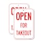 Signmission Open For Takeout, 12'' X 18'' 2 Signs, Heavy Gauge Aluminum, 2PK A-1218-2PACK-25502 - alternate 1