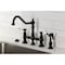 Kingston Brass Bridge Kitchen Faucet with Brass Sprayer, Matte Black KS3270BPLBS - alternate 3