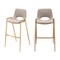 Homeroots Set of Two 30" Beige And Gold Faux Leather And Steel Low Back Bar Height Bar Chairs 555673 - alternate 3