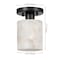 Jonathan Y Jules 5.13" 1-Light Modern Contemporary Alabaster/Iron Cylinder LED Semi Flush Mount, White Marbling/ JYL1206B - alternate 2