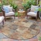 Homeroots 8' Brown Beige And Charcoal Round Abstract Washable Indoor Outdoor Area Rug 630761 - alternate 4