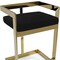 Homeroots 30" Black and Gold Velvet and Stainless Steel Low Back Bar Height Bar Chair 555064 - alternate 2