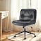 Simple Deluxe Criss Cross Legged Chair with Wheels, Armless PU Leather Office Desk Chairs Wide Seat, Swivel Rolli 3A88FNCHAR7295BLK - alternate 1