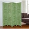 Homeroots 84" Green Rustic Wood Folding Four Panel Screen Room Divider 274882 - alternate 4