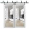 Sartodoors Sliding Closet Clear Glass Barn Bypass Doors, Lucia 2166 White Silk, Sturdy 6.6ft Rails Hardware S LUCIA2166BBB-WS-8496 - alternate 1