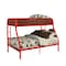 Homeroots 78" X 54" X 60" Twin Over Full Red Metal Tube Bunk Bed 286576 - alternate 1
