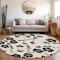 Homeroots 8' Ivory And Black Round Floral Washable Indoor Outdoor Area Rug 600008 - alternate 2