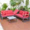 Leisuremod Chelsea Black Sectional With Adjustable Headrest & Coffee Table With Red Cushions CSLBL-80R - alternate 2