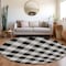 Homeroots 8' Black Gray And Ivory Round Plaid Washable Indoor Outdoor Area Rug 595465 - alternate 2