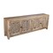 Homeroots 86in Natural Carved Floral Distressed Solid Wood Enclosed Storage TV Stand 489499 - alternate 3