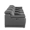 Homeroots 175" Dark Gray Italian Leather Reclining Metal USB Sofa 720414 - alternate 3