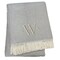 Homeroots 55" X 70" Gray White Herringbone Cotton Blend W Initial Throw Blanket with Tassels Embroidery 655546 - alternate 1