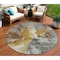 Homeroots 8' Gold And Gray Round Abstract Washable Indoor Outdoor Area Rug 615610 - alternate 1