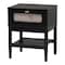 Baxton Studio Shirin Mid-Century Beige Fabric and Black Wood 1-Drawer Nightstand 255-14149-ZORO - alternate 1