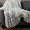 Lavish Home Oversized Ruched Faux Fur Blanket 60x80-Inch Jacquard Faux Fur Queen Throw for Sofas and Beds, Gray HT-THROW1-GRY - alternate 5