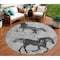 Homeroots 8' Gray And Charcoal Round Horse Washable Indoor Outdoor Area Rug 618657 - alternate 1