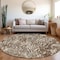 Homeroots 8' Brown Beige And Gray Round Abstract Washable Indoor Outdoor Area Rug 600278 - alternate 3