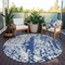 Homeroots 8' Navy Blue And Ivory Round Abstract Washable Indoor Outdoor Area Rug 612631 - alternate 3