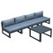 Leisuremod Chelsea 5-Piece Middle Patio Chairs and Coffee Table Set Black Aluminum With Blue Cushions CSTBL-4BU - alternate 1