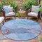 Homeroots 8' Sky Blue And Gray Round Abstract Washable Indoor Outdoor Area Rug 631847 - alternate 2