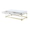 Homeroots 47" White Gold And Clear Wood Acrylic And Steel Coffee Table 543857 - alternate 3