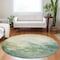 Homeroots 8' Green And Ivory Round Abstract Washable Indoor Outdoor Area Rug 604793 - alternate 4