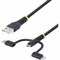 Startech.Com 3.3FT (1M) RUGGED USB MULTI CHARGING CABLE, USB TO LIGHTNING/MICRO-USB/TYPE-C, A RLTCUB1MBK - alternate 1