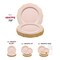 Smarty Had A Party 7.5" Pink with Gold Rim Round Blossom Disposable Plastic Appetizer/Salad Plates (120 Plates), 120PK 4847PG-CASE - alternate 3