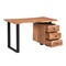 Homeroots 54" Natural and Black Live Edge Solid Wood Writing Desk With Three Drawers 522094 - alternate 2