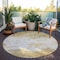 Homeroots 8' Gold Brown And Beige Round Abstract Washable Indoor Outdoor Area Rug 599492 - alternate 2