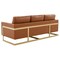Leisuremod Lincoln Upholstered Leather Sofa with Gold Frame, Cognac Tan LA83BR-L - alternate 5