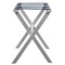 Homeroots Hotel White Finish Wood Folding Luggage Rack With Navy Straps 383076 - alternate 3