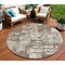 Homeroots 8' Brown And Beige Round Abstract Washable Indoor Outdoor Area Rug 597940 - alternate 1