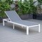 Leisuremod Marlin Patio Chaise Lounge Chair with White Aluminum Frame, Dark Grey MLW-77DGR - alternate 2