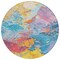 Homeroots 8' Blue Yellow Pink And Orange Round Abstract Washable Indoor Outdoor Area Rug 618534 - alternate 6