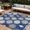 Homeroots 8' X 10' Navy Blue Ivory And Gray Southwestern Washable Indoor Outdoor Area Rug 615161 - alternate 1
