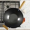 Kenmore Hammond 14 Inch Flat Bottom Carbon Steel Wok in Black with Wooden Handles 126335.01 - alternate 3