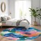 Homeroots 8' Navy Blue And Sky Blue Round Floral Washable Indoor Outdoor Area Rug 611073 - alternate 3