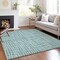 Homeroots 3' X 5' Teal Blue And Ivory Striped Washable Indoor Outdoor Area Rug 583462 - alternate 3